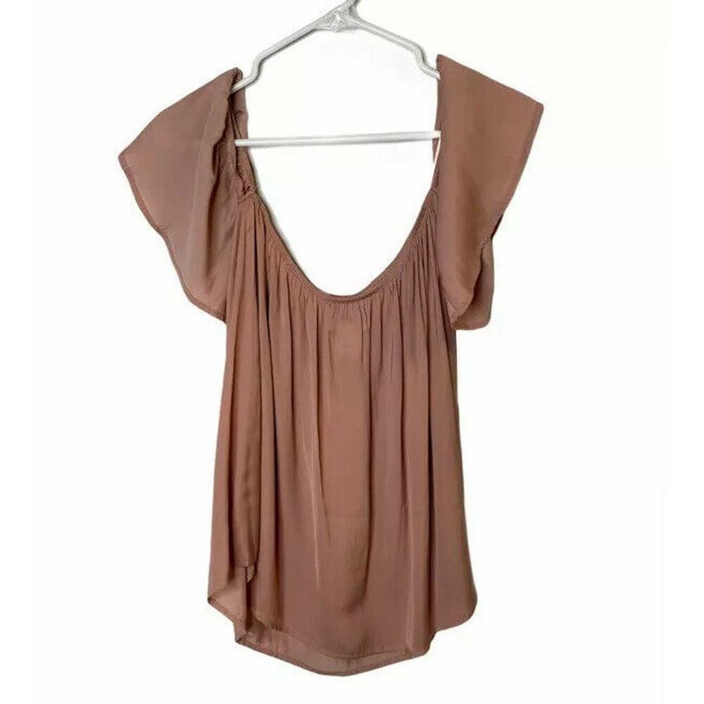 Madison & Berkeley women Off Shoulder blouse sz XS relaxed terra rose pink - Picture 7 of 12